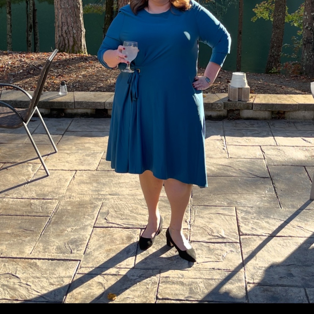 Love Scarlett Teal Green Asymmetrical Dress 2X - Picture 2 of 6
